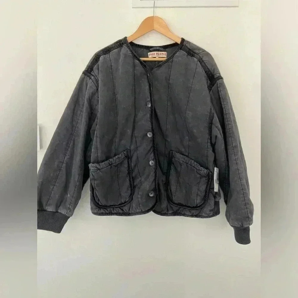 NWT Free People Mixed Signals Liner Jacket In December Sky Size L - Picture 2 of 7